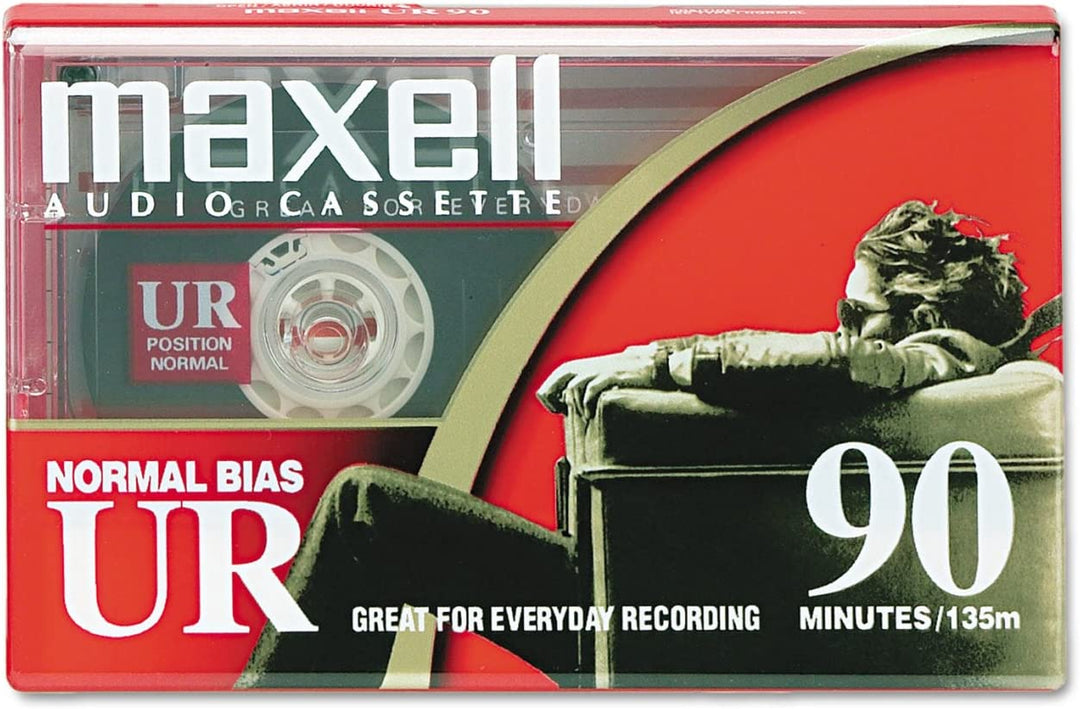 Maxell 108510 UR-90 Single Normal Bias Audio Cassette 90 Minute With Case - Maxell